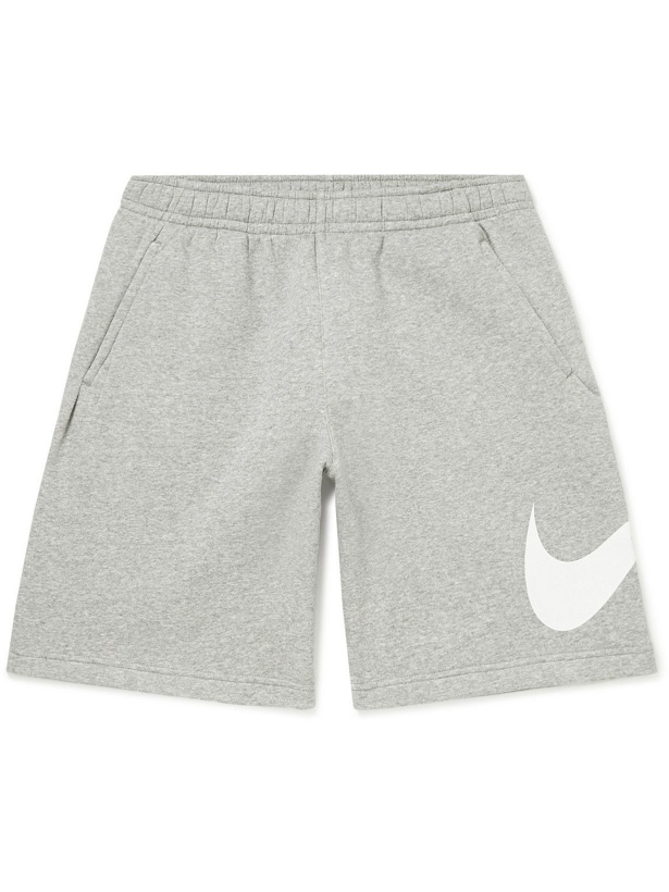 Photo: Nike - Sportswear Club Wide-Leg Logo-Print Cotton-Blend Jersey Shorts - Gray