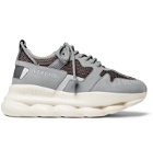 Versace - Chain Reaction 2.0 Panelled Suede and Mesh Sneakers - Gray