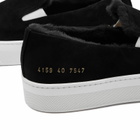 Woman by Common Projects Women's Shearling Suede Slip On Shoes in Black