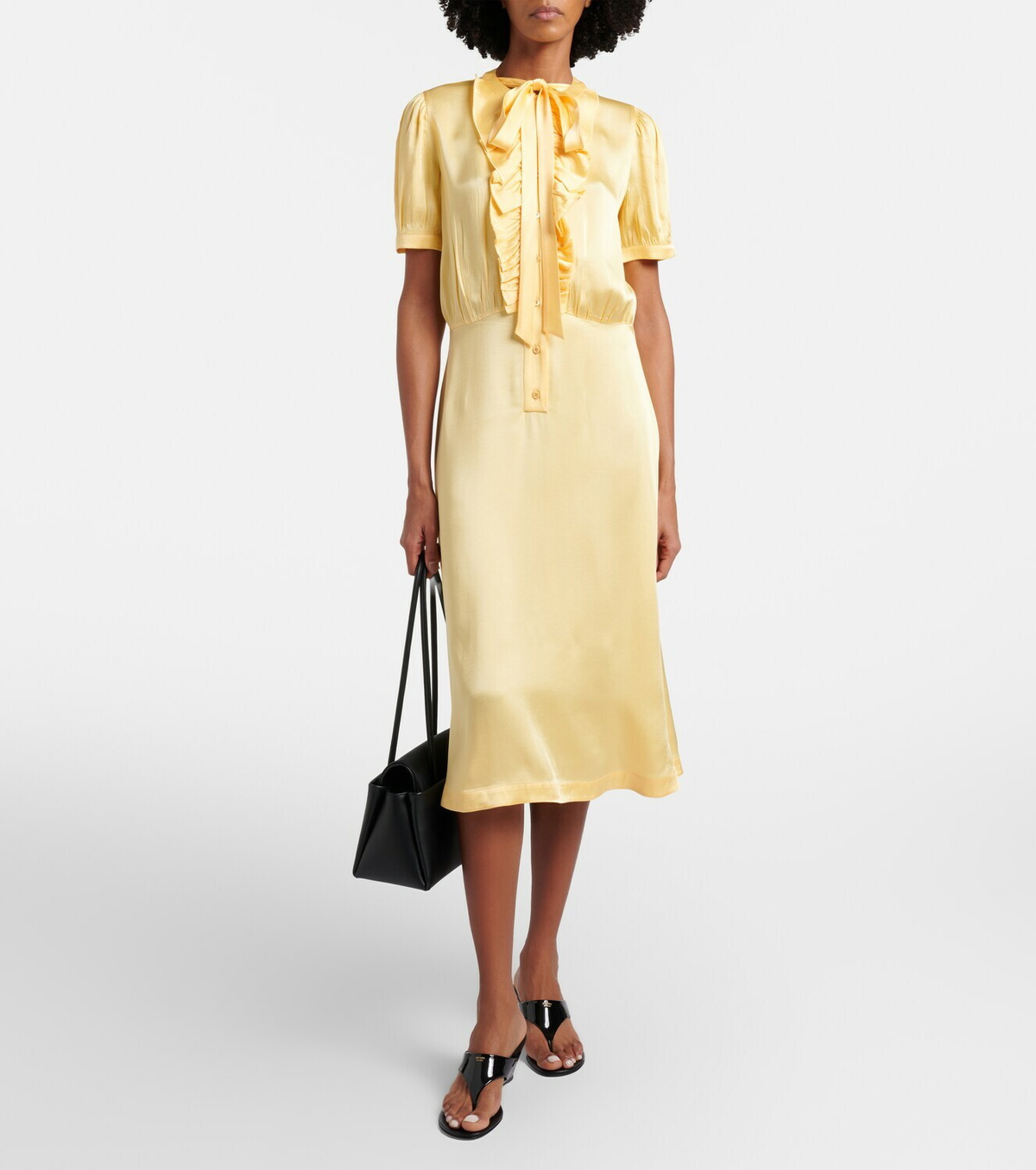 Prada Tie-neck satin shirt dress