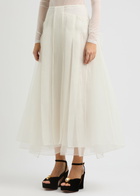 16 Arlington Mae Panelled Silk-organza Midi Skirt White