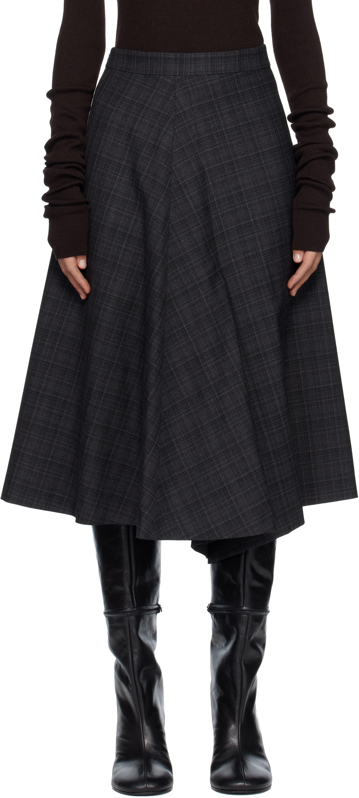 MARIE ADAM-LEENAERDT Gray 2 In 1 Midi Skirt