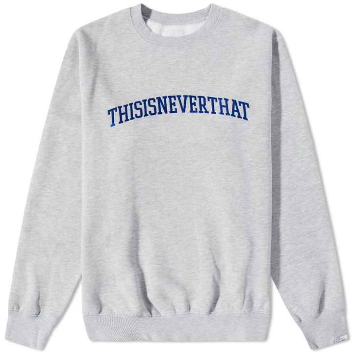 Photo: thisisneverthat Men's Arch Logo Crew Sweat in Heather Grey