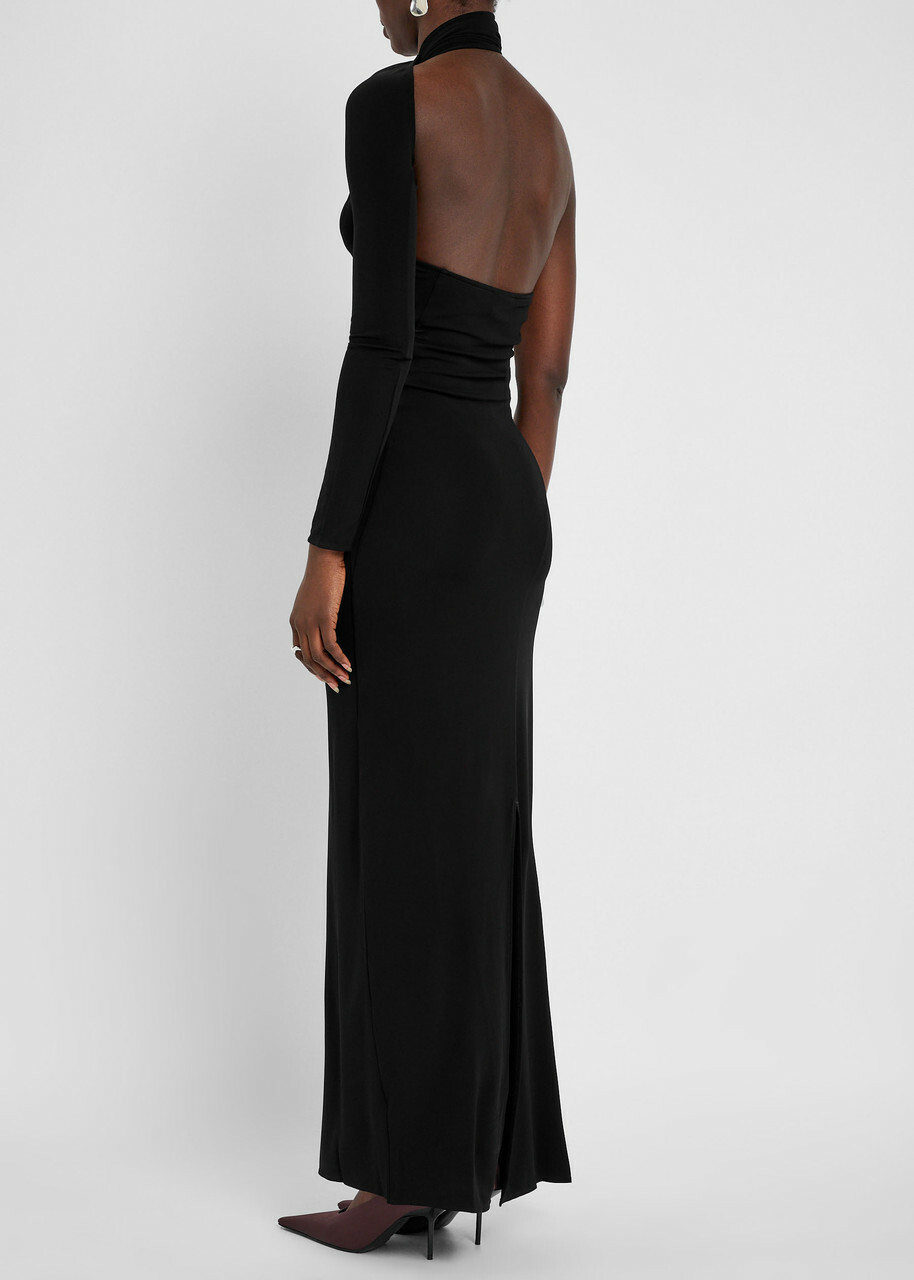 Courrèges One-shoulder Stretch-crepe Gown Black