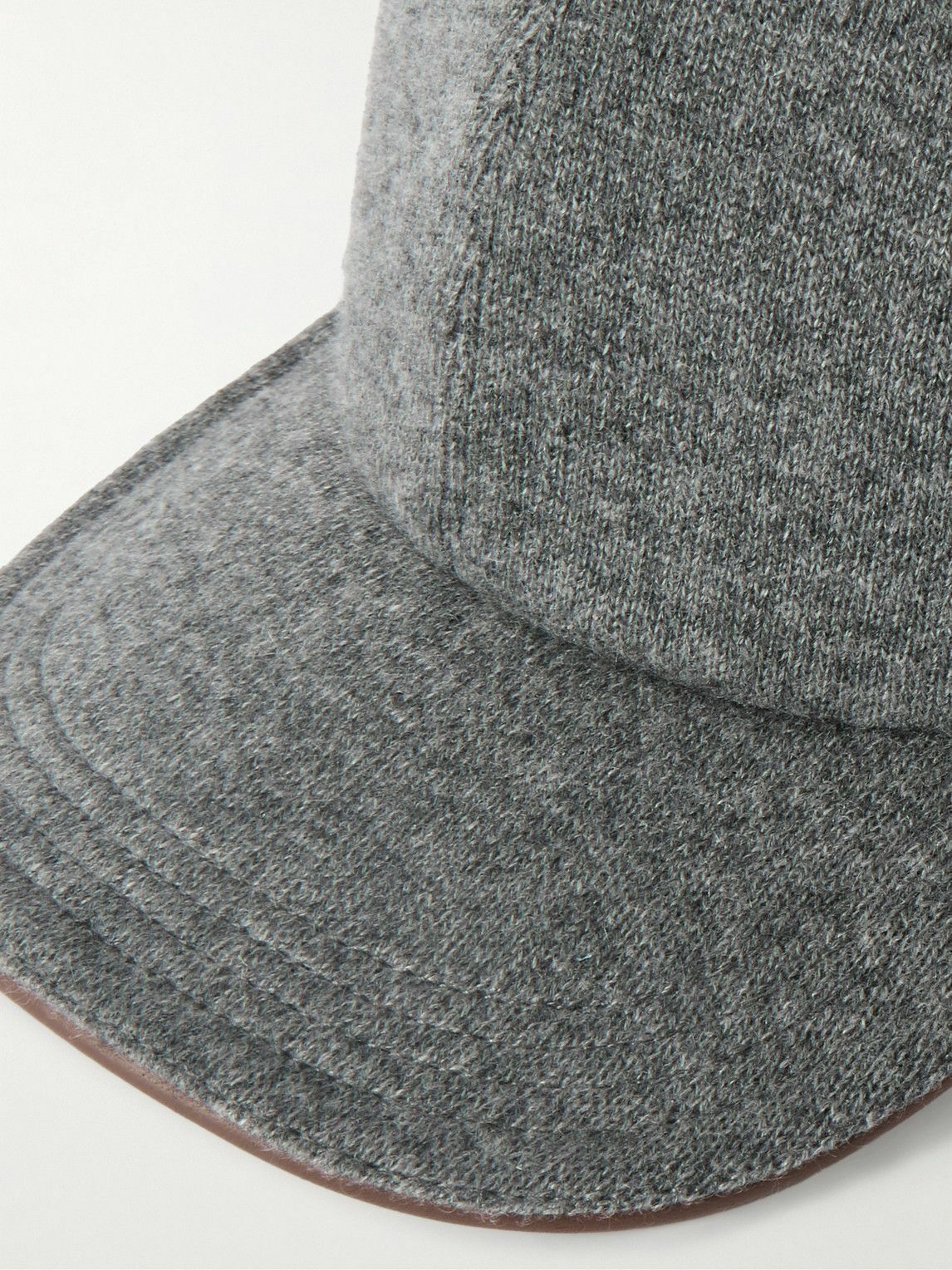 Kiton - Leather-Trimmed Cashmere Baseball Cap