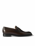 Zegna - New Classic Flex Glossed-Leather Penny Loafers - Brown