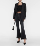 Veronica Beard Carson high-rise feather-trimmed flared jeans