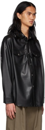 System Black Faux-Leather Shirt