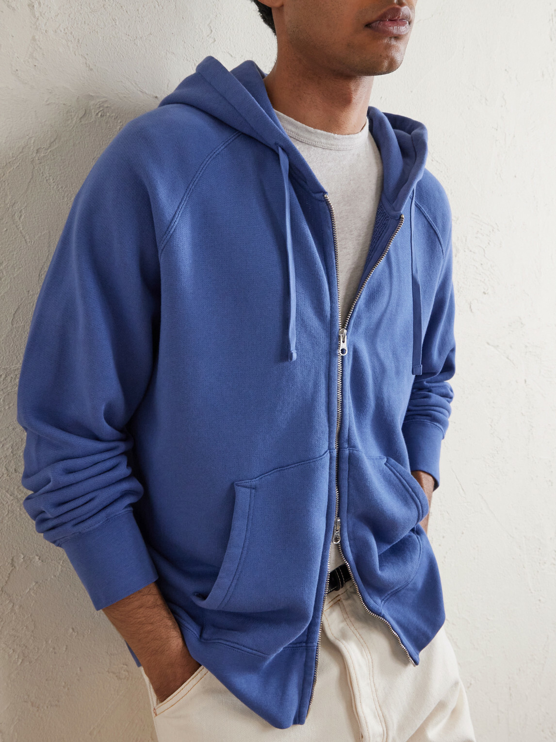 Hartford - Cotton-Jersey Zip-Up Hoodie - Blue