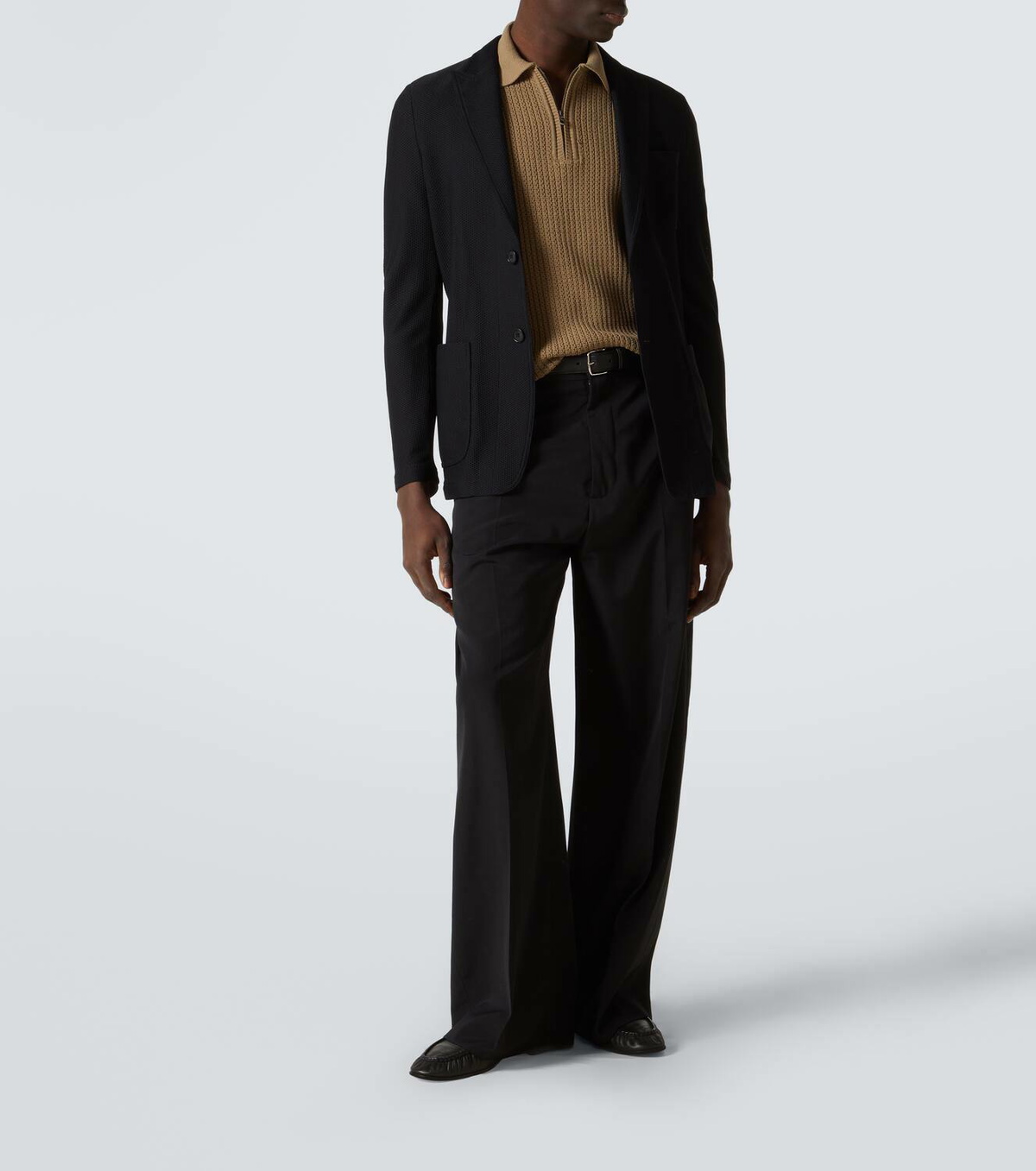 Giorgio Armani Ribbed-knit polo shirt