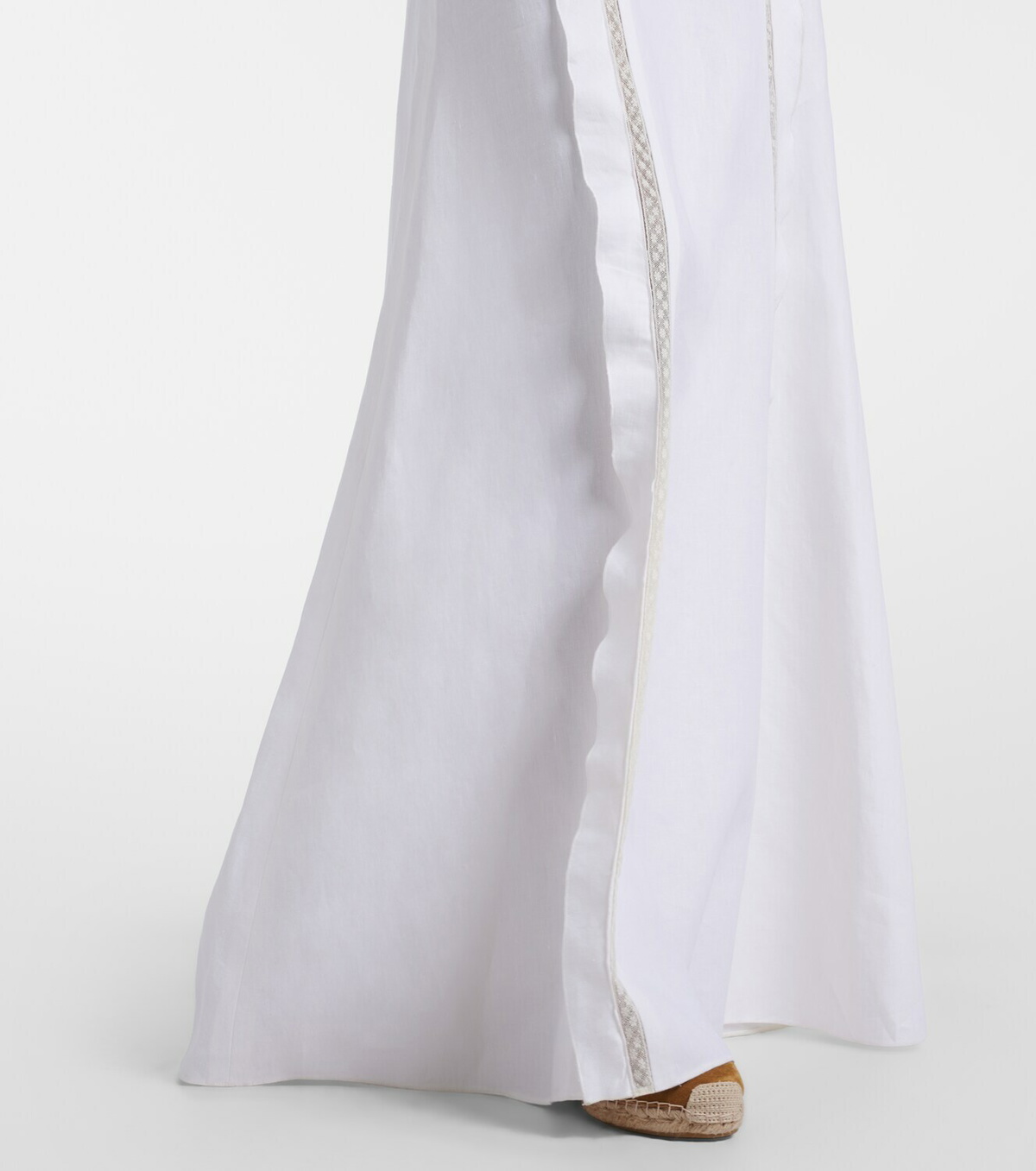 Valentino Lace-trimmed linen maxi skirt