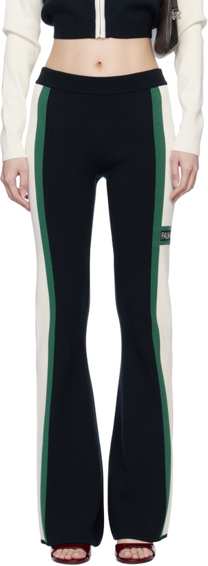 Photo: Palm Angels Navy & Off-White Racing Knit Lounge Pants