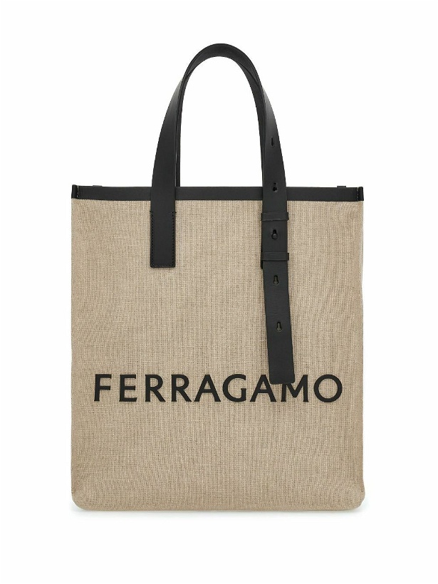 Photo: FERRAGAMO - Logo Canvas Tote