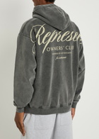 Represent Owners Club Script Hooded Cotton Sweatshirt Dark Grey