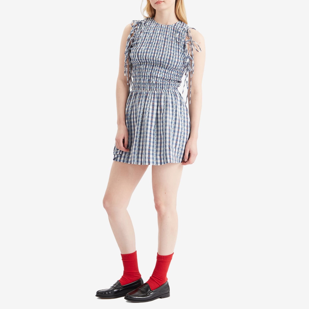 Damson Madder Women's Becca Bubble Mini Dress in Navy Damson Madder