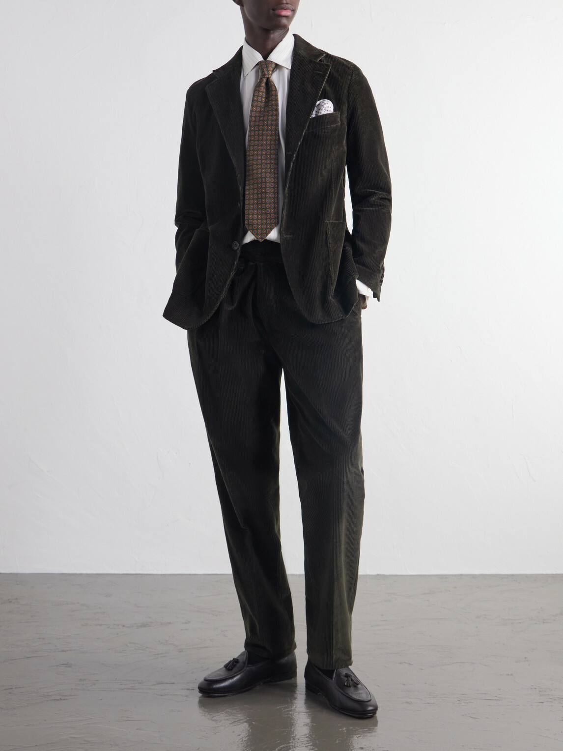 Rubinacci - Darted Cotton-Corduroy Suit Jacket - Green