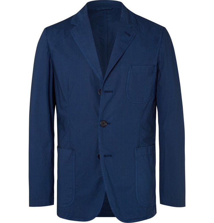 Photo: Aspesi - Dark-Blue Slim-Fit Unstructured Garment-Dyed Cotton Blazer - Blue