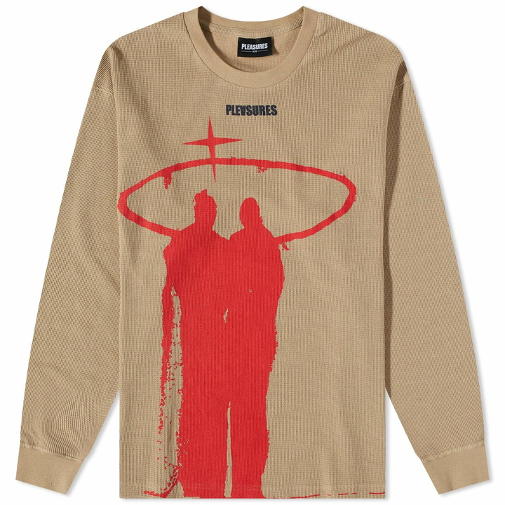 Photo: Pleasures Men's Pain Thermal Long Sleeve T-Shirt in Khaki