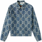 Gucci Men's GG Jacquard Denim Jacket in Blue