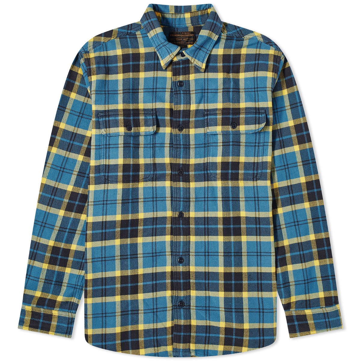 Photo: Filson Men's Vintage Flannel Work Shirt in Blue/Ash/Gold