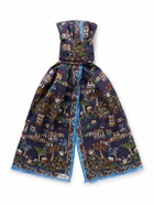 Drake's - Frayed Printed Wool and Silk-Blend Scarf