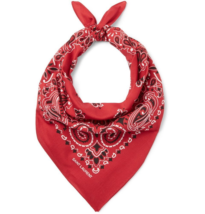 Photo: Saint Laurent - Printed Cotton Bandana - Red