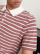 A.P.C. - Oscar Logo-Embroidered Striped Organic Cotton-Piqué Polo Shirt - Red