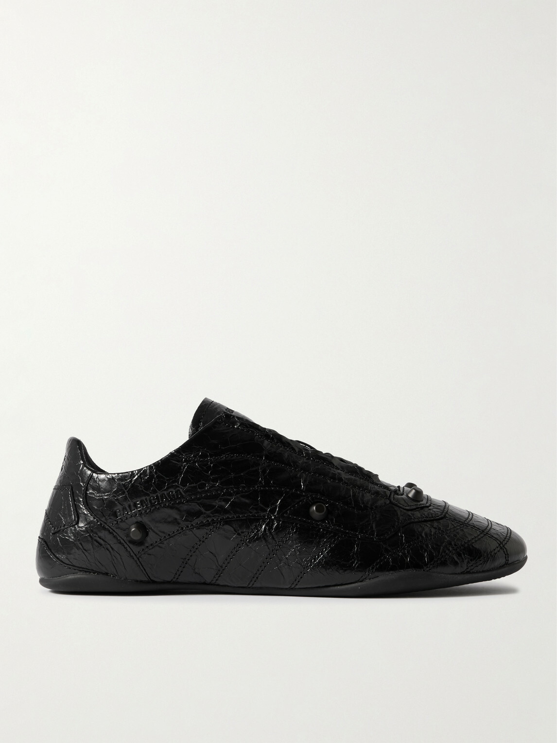 Balenciaga - City Studded Cracked Leather Sneakers - Black