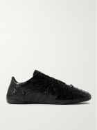Balenciaga - City Studded Cracked Leather Sneakers - Black