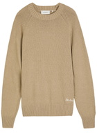 Les Deux Brad Logo-embroidered Cotton-blend Jumper Beige