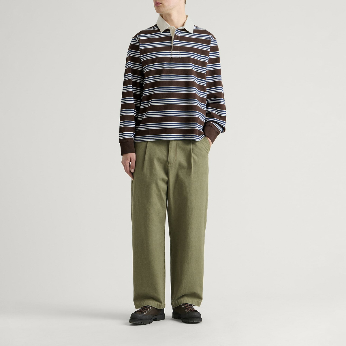 Corridor Men's Mini Stripe Rugby LS in Brown