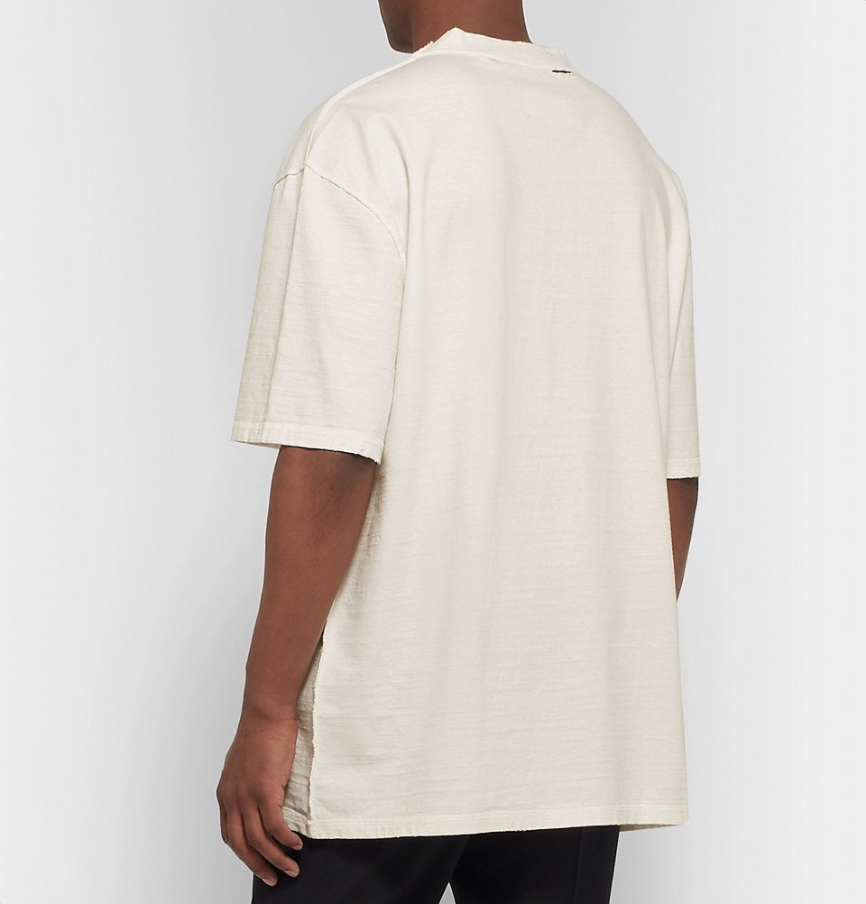 Maison Margiela - Oversized Distressed Printed Cotton-Jersey T-Shirt -  Off-white