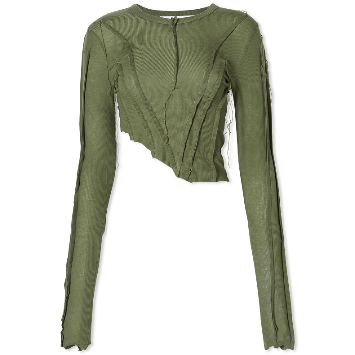 Photo: Sami Miro Vintage Women's Asymmetric Long Sleeve T-Shirt in Army Green