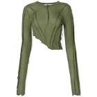 Sami Miro Vintage Women's Asymmetric Long Sleeve T-Shirt in Army Green
