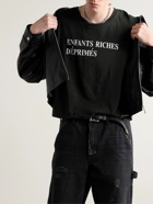 Enfants Riches Déprimés - Cropped Distressed Logo-Print Cotton-Jersey T-Shirt - Black