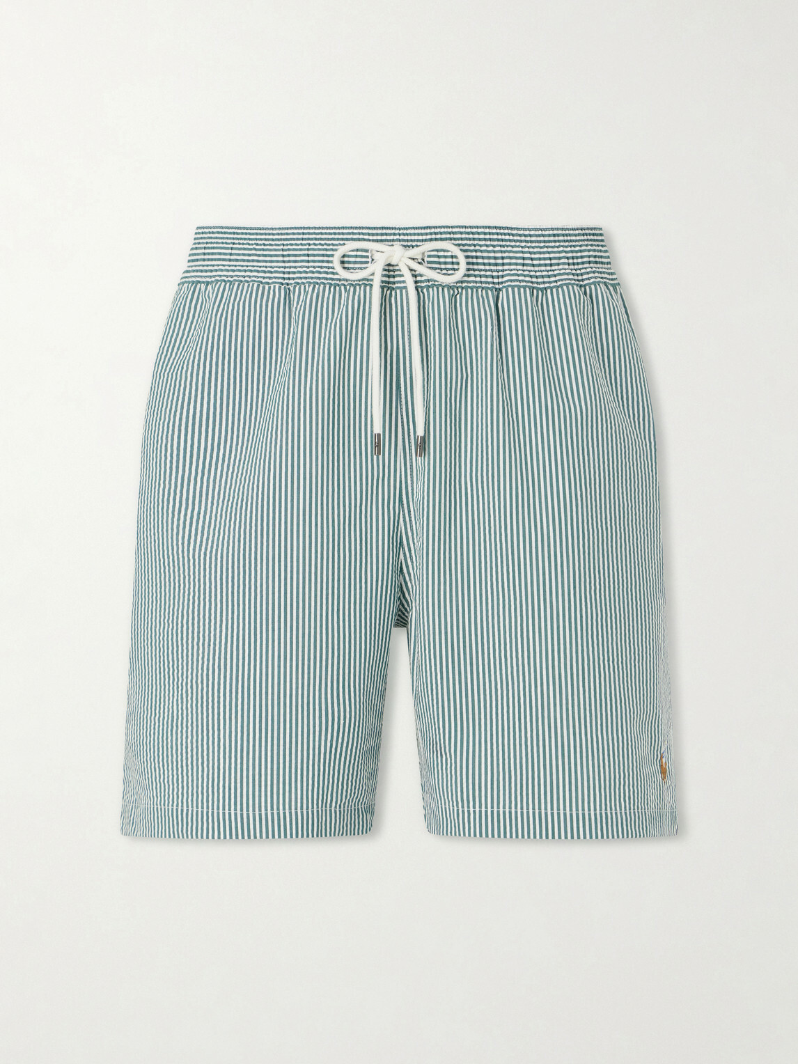 Polo Ralph Lauren - Traveler Striped Straight-Leg Mid-Length Cotton-Blend Seersucker Swim Shorts - Green