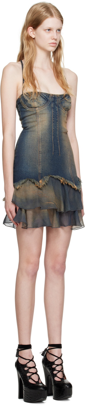 Blumarine Blue Tiered Denim Minidress Blumarine