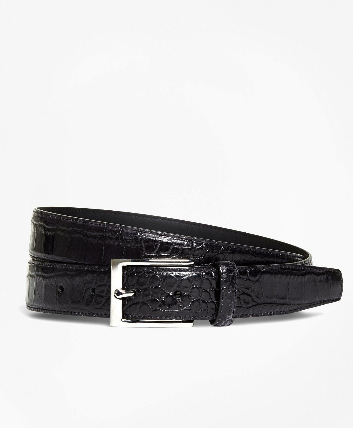 Brooks Brothers Men's Embossed Leather Belt | Black