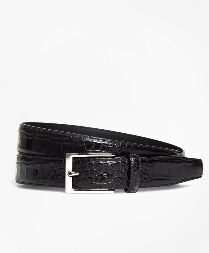 Photo: Brooks Brothers Men's Embossed Leather Belt | Black