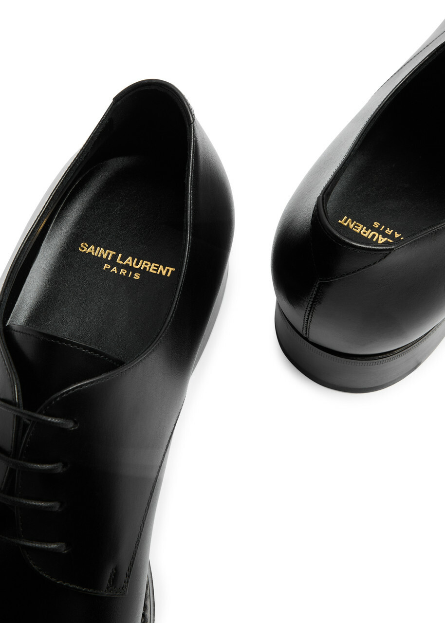 Saint Laurent Adrien Leather Derby Shoes Black