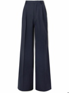 Etro - Wide-Leg Pleated Wool-blend Suit Trousers - Blue