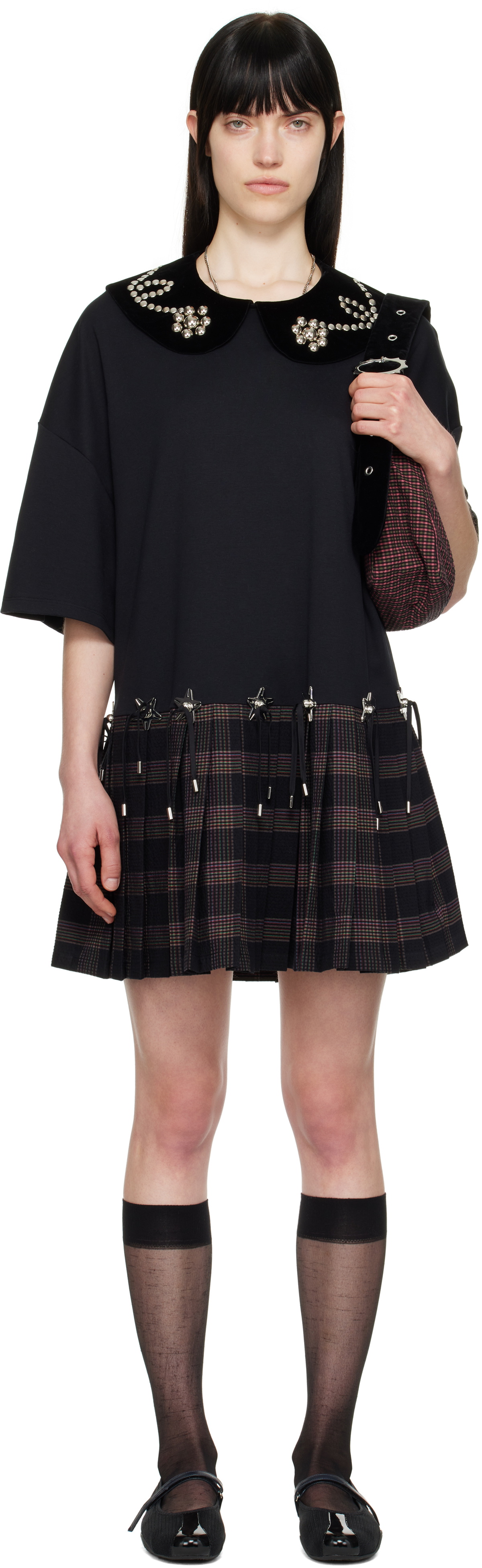 Chopova Lowena Black Saltos Kilt Minidress