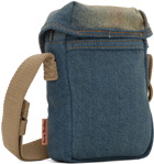 Acne Studios Blue & Beige Mini Denim Pouch Bag