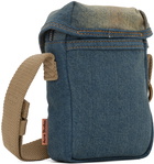 Acne Studios Blue & Beige Mini Denim Pouch Bag