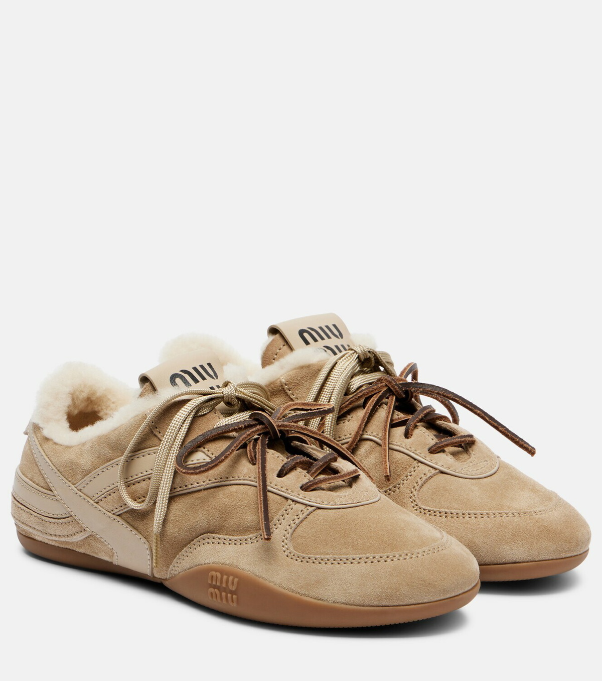 Miu Miu Gymnasium shearling-lined suede sneakers Miu Miu