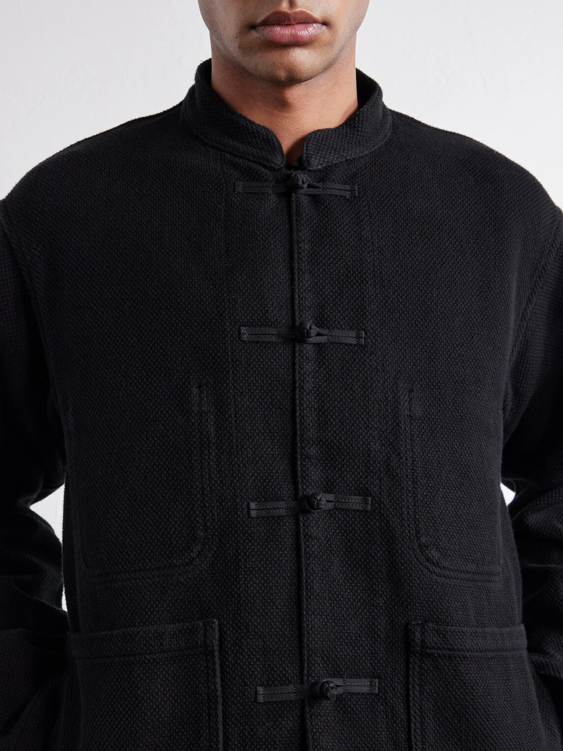 Blue Blue Japan - Mandarin-Collar Cotton-Sashiko Jacket - Black
