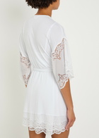 Eberjey Beatrix Lace-embellished Jersey Robe White