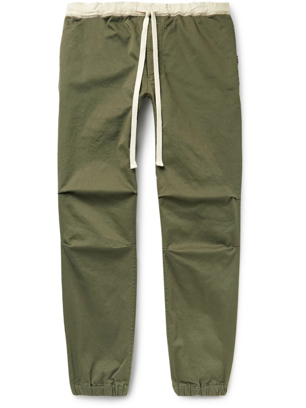 Photo: BEAMS PLUS - Gym Tapered Stretch Cotton-Blend Twill Drawstring Trousers - Green - XL