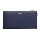 Paul Smith Blue Large Interior Stripes Zip Wallet