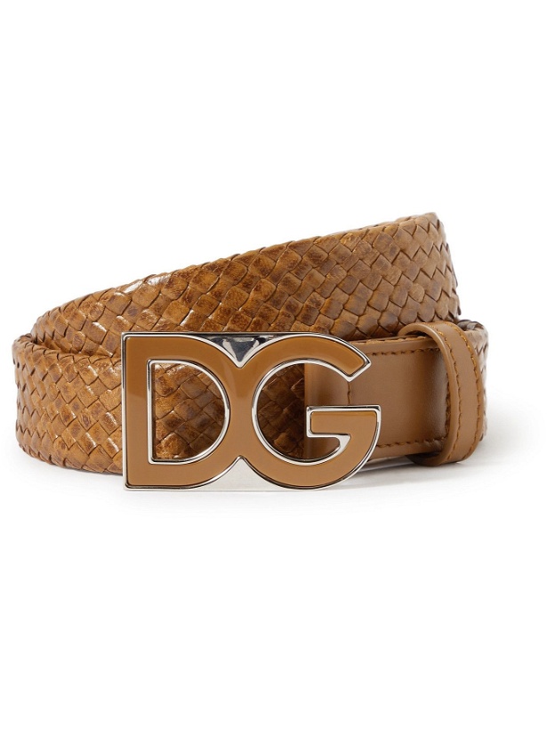 Photo: DOLCE & GABBANA - 3cm Woven Leather Belt - Brown